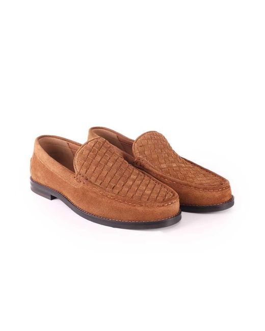 OFF THE HOOK Brown Orson Leather Woven Loafers for men