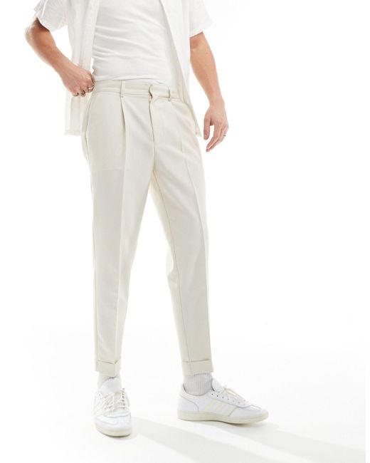 ASOS White Smart Tapered Fit Trousers for men