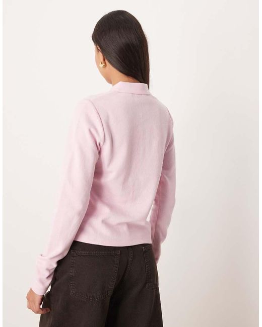 JJXX Pink Long Sleeve Polo Top