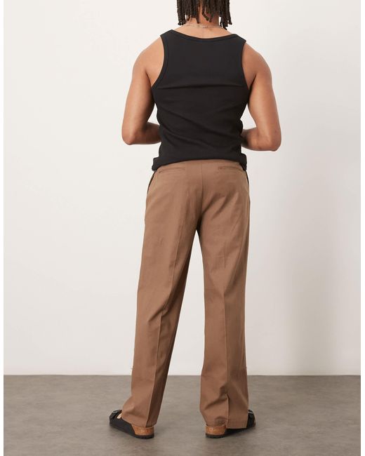Pantalon ample et habillé avec pinces à l'avant en lin mélangé ASOS pour homme en coloris Brown
