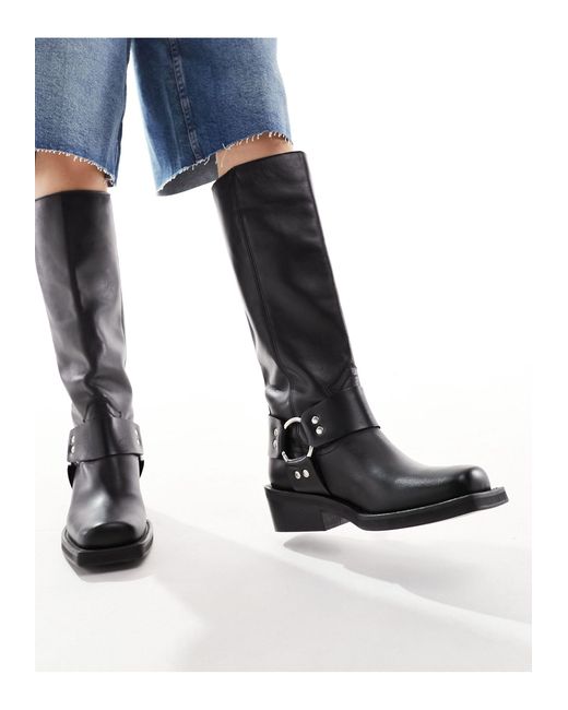 asos black biker boots