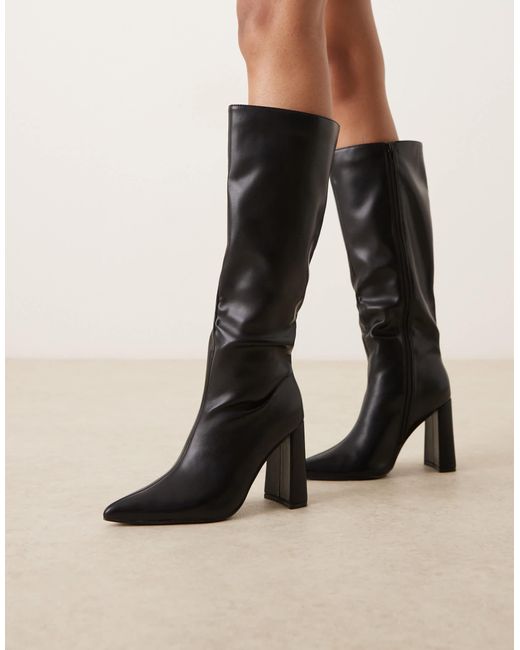 Glamorous Black Pointed Knee Boots