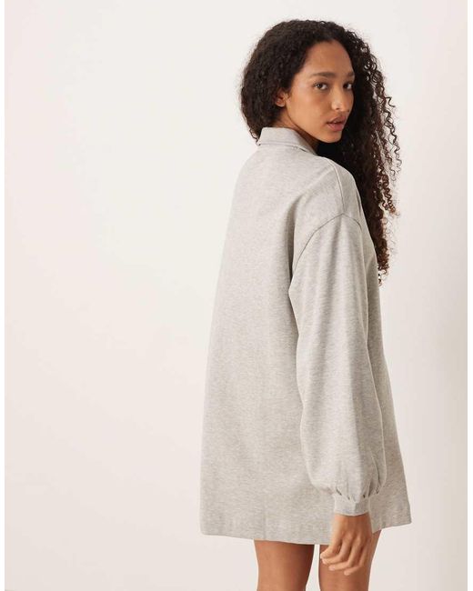 ASOS Natural Cotton Polo Shirt Sweat Mini Dress