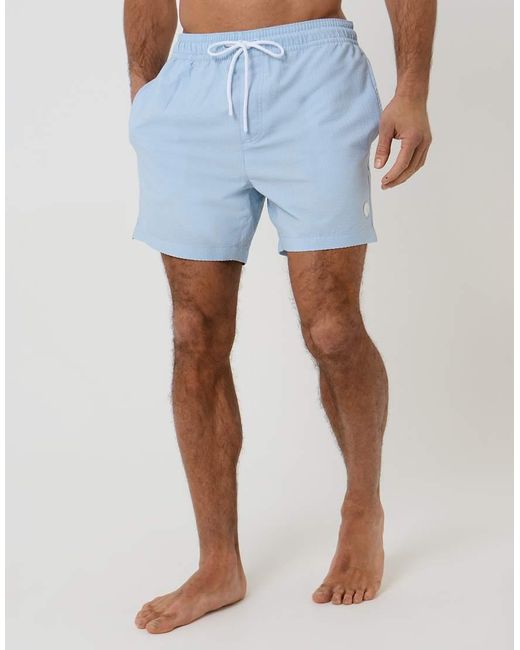 Threadbare Blue 2-Pack Stripe Seersucker Swim Shorts for men