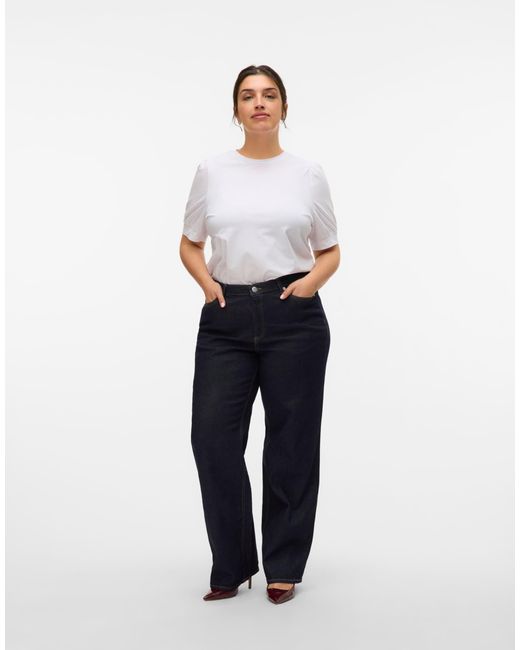 Vero Moda Blue – wide-fit-jeans aus dunkelem denim