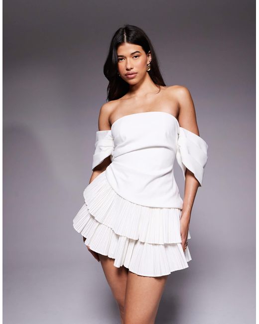 asos white short dress Luxe Applique Embroidered Puff Sleeve Tassle Detail Mini In Asos Design Asos White Fringe