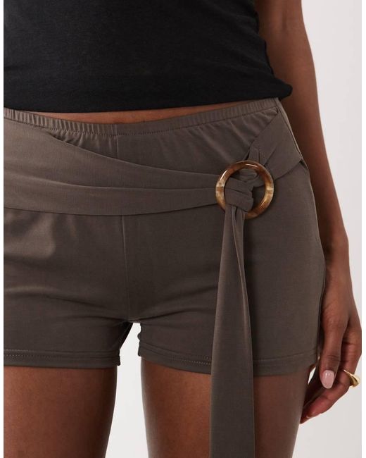Motel Brown Nivaya Belted Micro Short