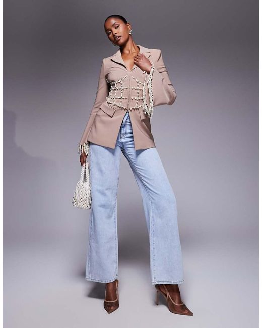 Lavish Alice Blazer Met Parelversiering in het Multicolor