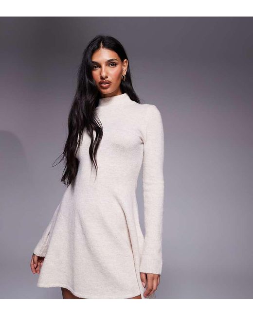 Kaiia Purple Exclusive Knitted High Neck Skater Mini Dress