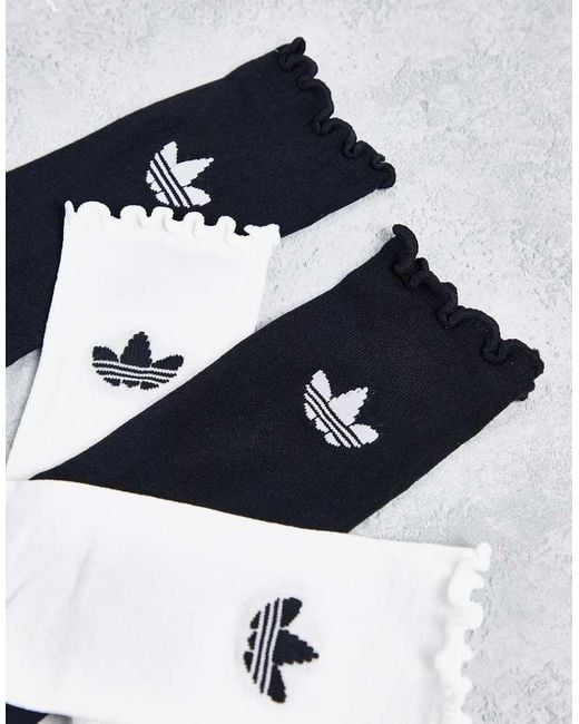 Confezione Da 2 Paia Di Calzini Neri E Bianchi Con Orlo Smerlato di adidas Originals in Blu Lyst