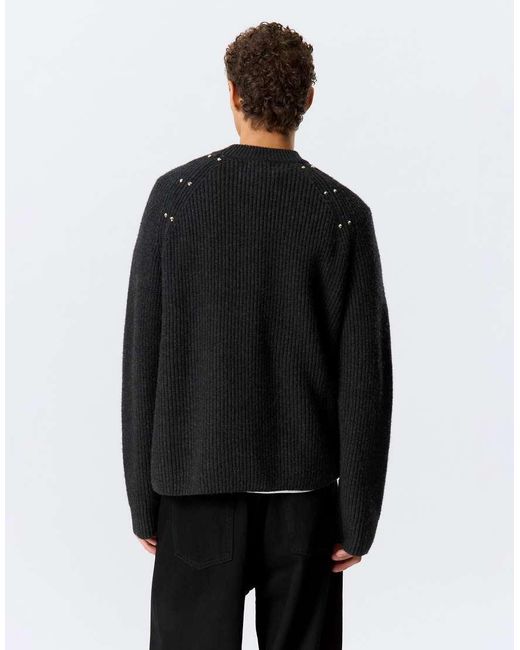 Weekday Black Wool Blend Jumper With Stud Detail for men