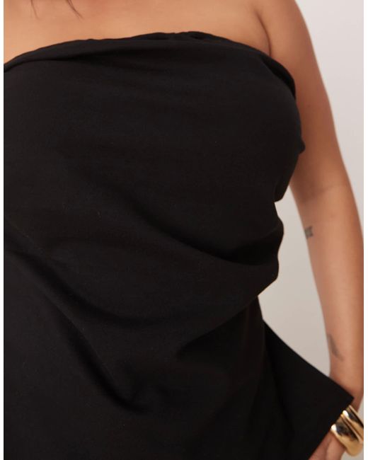 ASOS Black Asos Design Curve Ponte Pleated Bandeau Top
