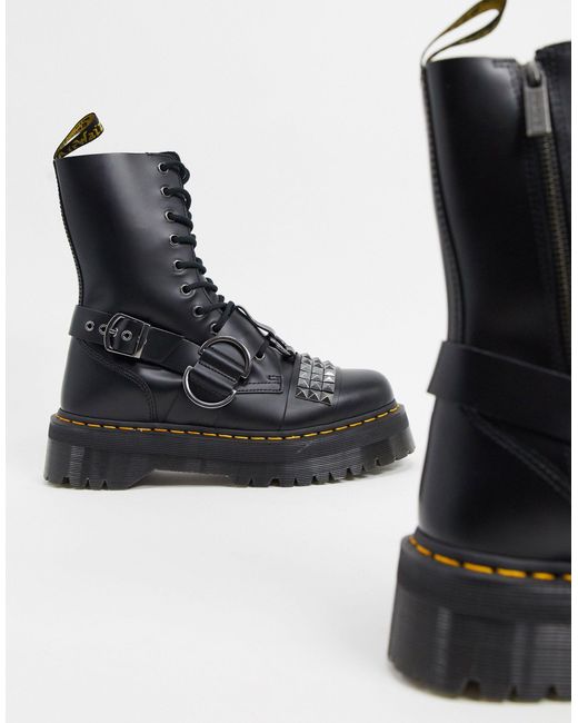 Dr. Martens Jadon Hi Stud 10 Eye Boots in Black for Men | Lyst