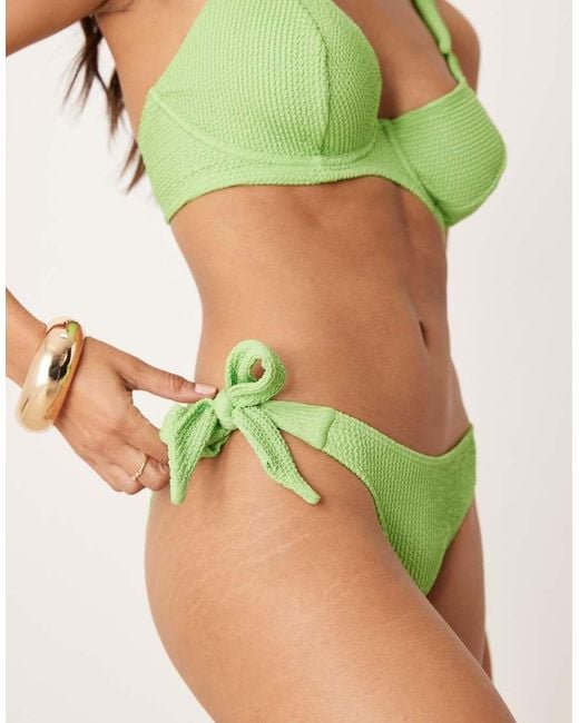 Peek & Beau Green Fuller Bust Crinkle Tie Side Bikini Bottom