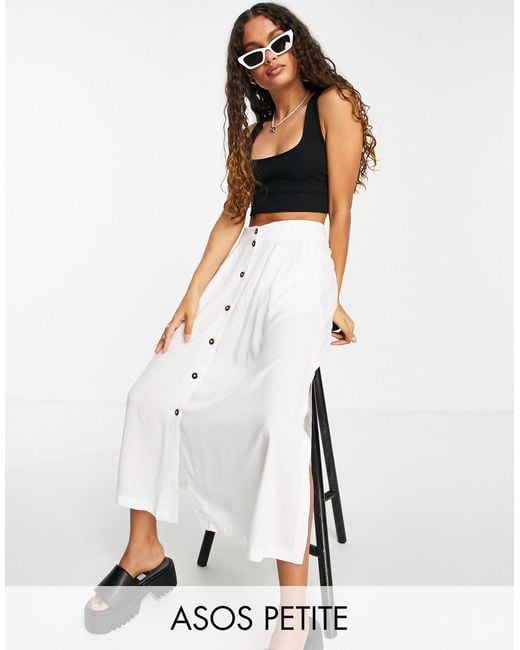 button through midi skirt