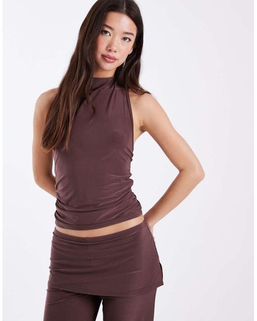 Collusion Purple Tie Halter Neck Scarf Slinky Top