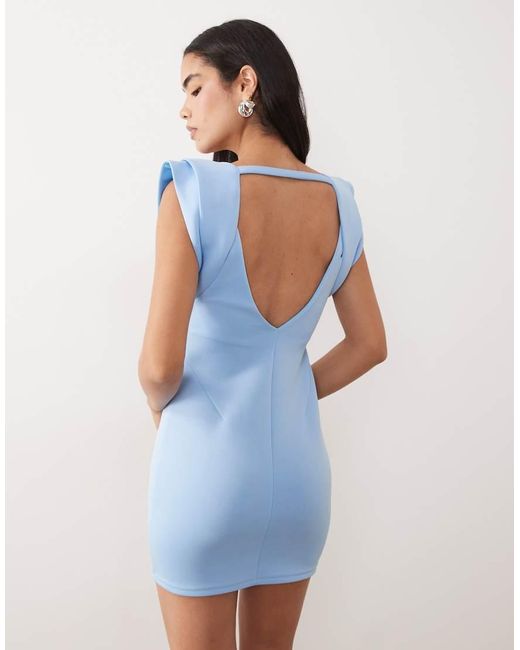 ASOS Blue Structured Shoulder Mini Dress