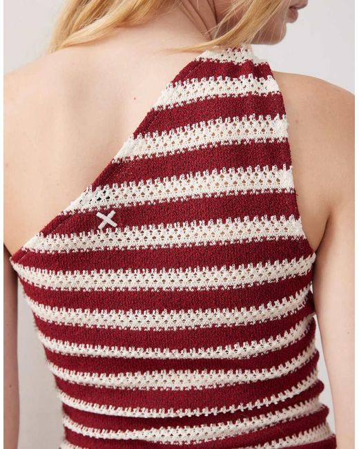 Collusion Pink Asymmetric One Shoulder Stripe Top