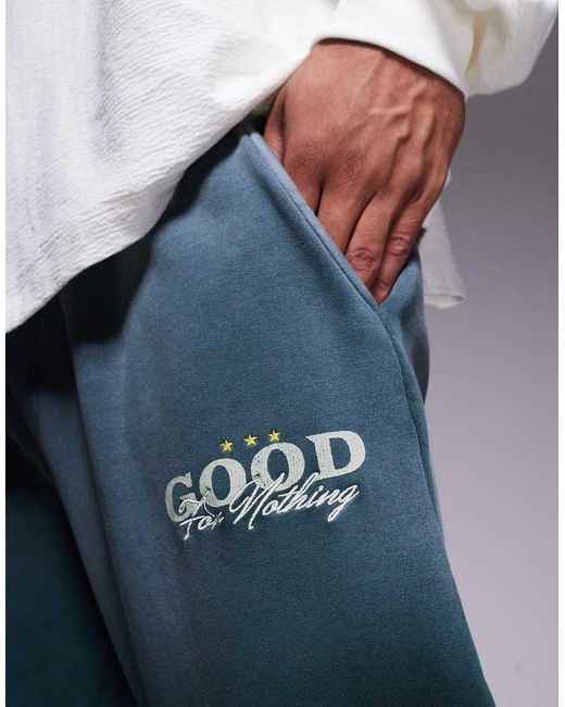 Joggers Verdes De Pernera Recta Con Efecto Aerografiado De Good For Nothing de hombre de color Blue