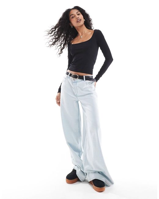 Stradivarius Black – str – langärmliges oberteil