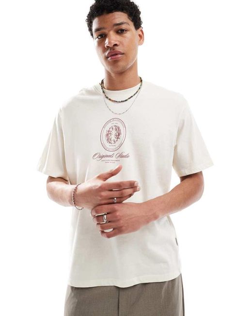 Jack & Jones Oversized T-Shirt Met Drakenprint Aan De Voorkant in het White voor heren