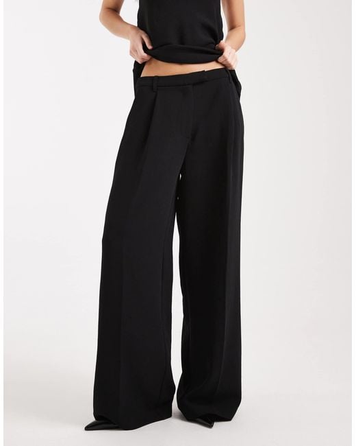 ASOS Black Tailored Low Rise Wide Leg Suit Trousers