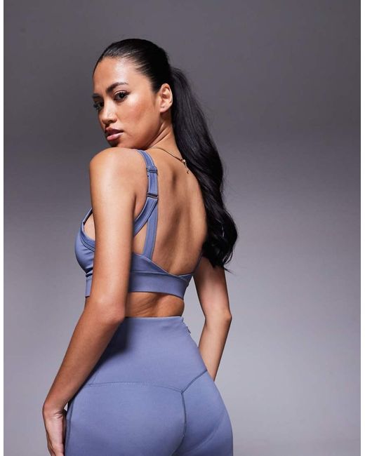4505 Blue Icon Active Medium Support Sports Bra With Removable Padding And Adjustable Straps