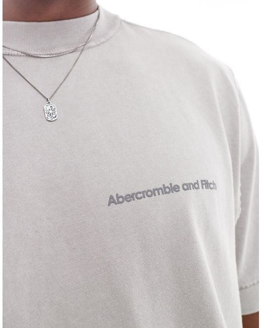 Abercrombie & Fitch Gray Vintage Logo Oversized Fit T-shirt With Back Print for men