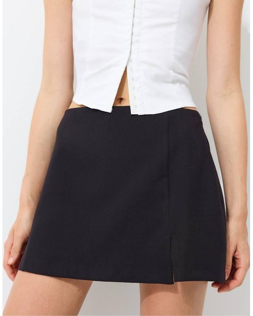 Stradivarius Black Skort With Side Slit