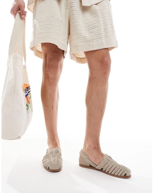 Sandales style pêcheur en daim - taupe ASOS pour homme en coloris White