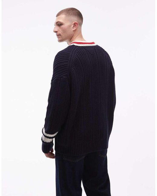 Tommy Hilfiger Blue Embroidered Logo Cardigan for men
