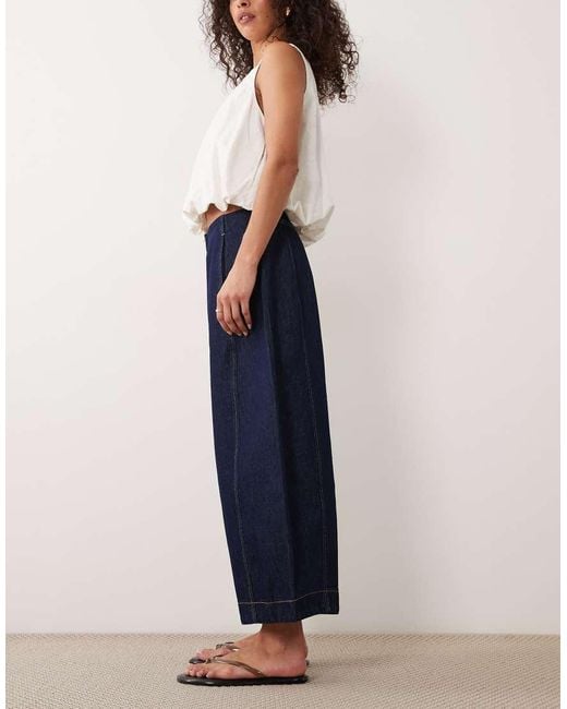ASOS Blue Clean Waistband Barrel Culottes