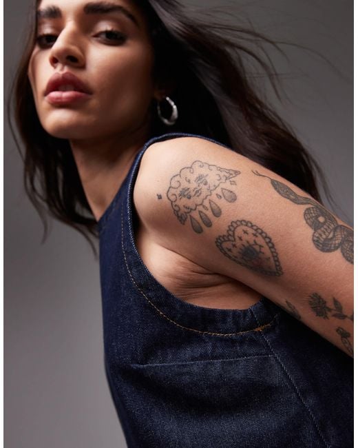 TOPSHOP Blue Denim Shell Top