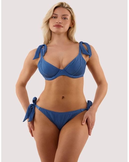 Peek & Beau Blue Hattie Crinkle Tie Side Bikini Brief