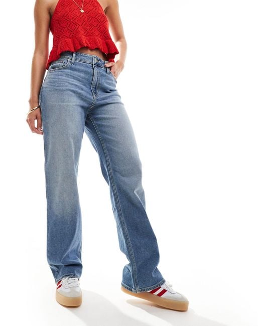 Dad jeans a vita super alta medio di Hollister in Blue