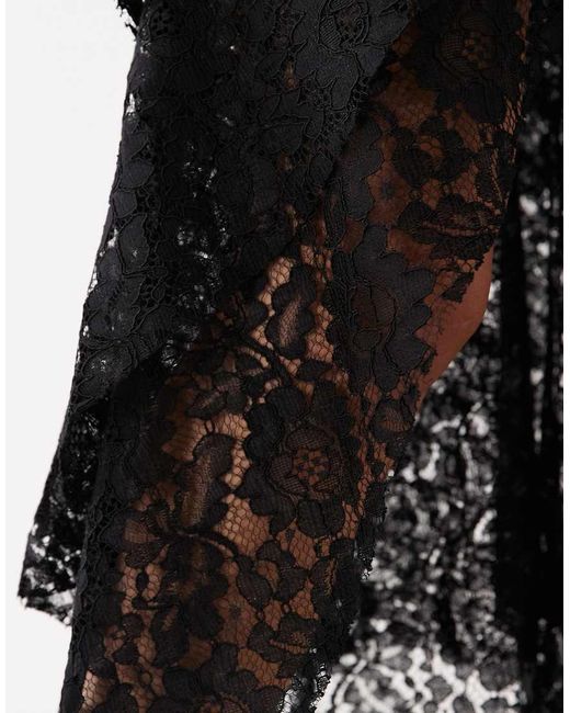 ASOS Black Lace Fishtail Maxi Dress With Sweetheart Bust