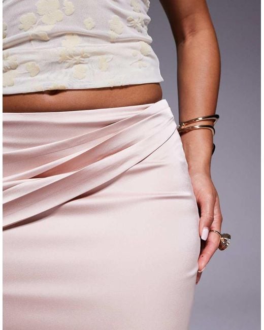 Oh Polly Gray Kelda Drape Maxi Skirt