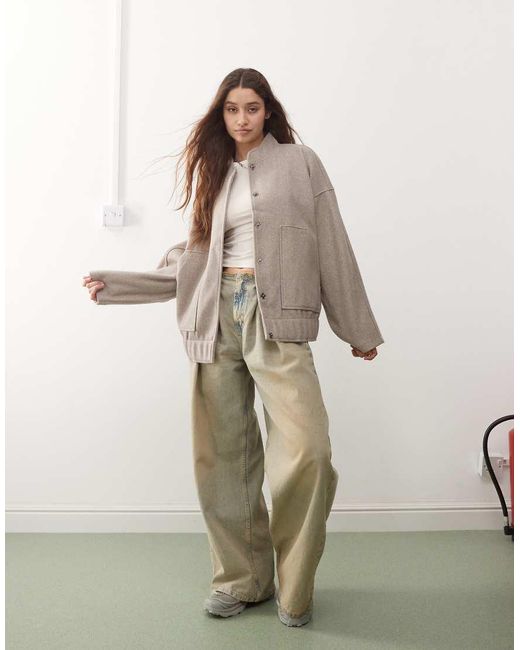 Noisy May Brown Brushed Bomber Jacket