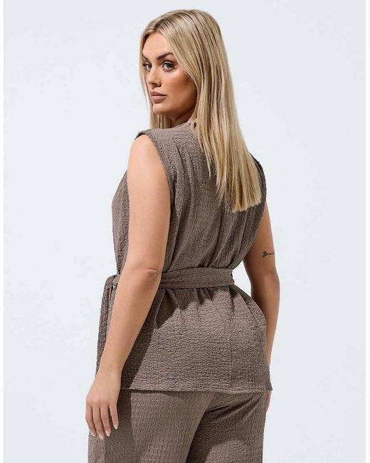 Yours Clothing Brown Textured Sleeveless Top