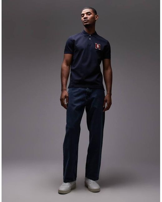 Tommy Hilfiger Blue Graphic Embroidered Chest Logo Polo T-shirt for men