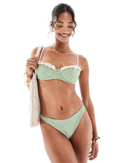 ASOS Green Dorothy Underwired Balcony Bikini Top