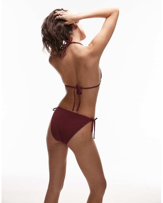 & Other Stories Red Textu Crinkle Side Tie Bikini Bottom