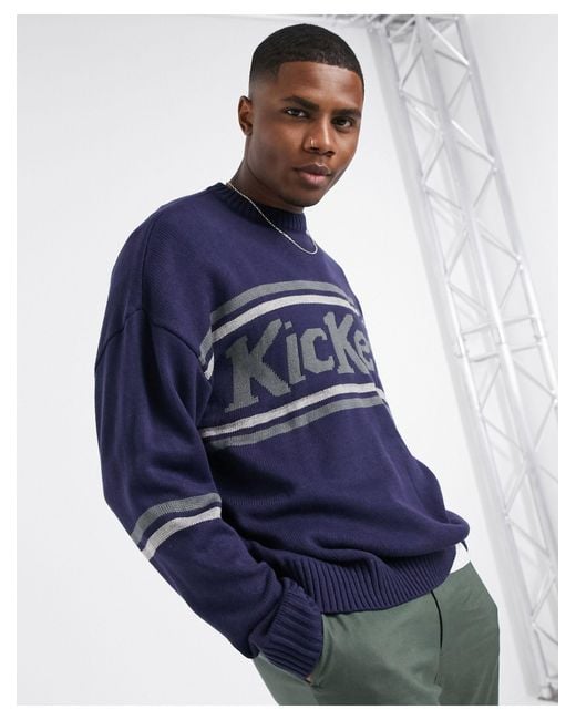 Kickers Blue Classic Logo Knitted Jumper for men