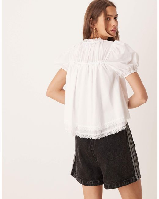 Blouse en coton bordée ASOS en coloris White