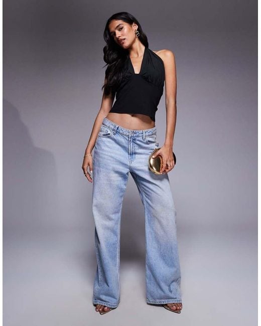 Top Corsetero Con Cuello Halter Ceñido De ASOS de color Blue