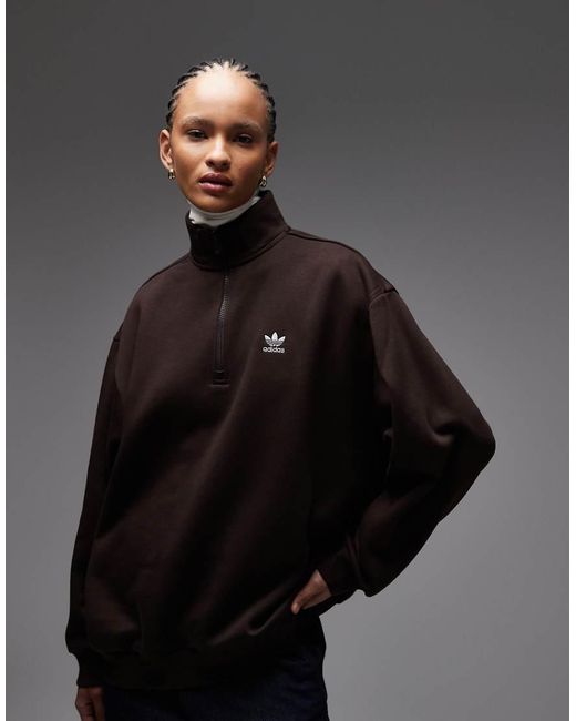 Adidas Originals Gray Essentials Half Zip Sweatshirt