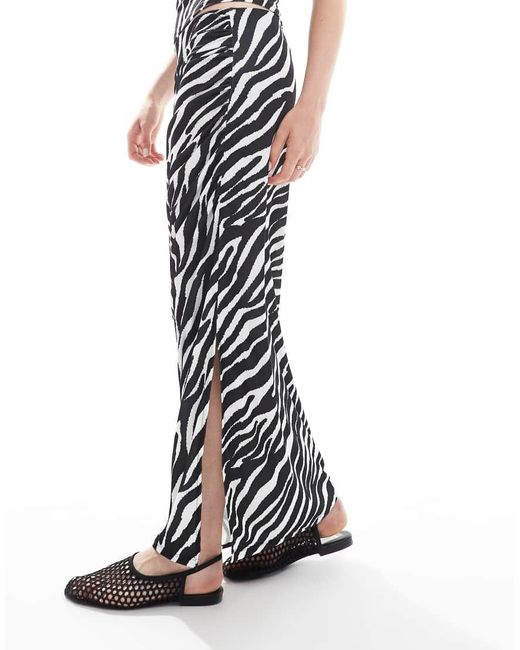 Falda Larga Con Estampado De Y Abertura Lateral De Punto Liso De (Parte De Un Conjunto)-Blanco Vero Moda de color White