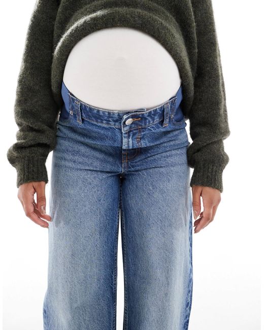 Asos design maternity - jean dad large - moyen ASOS en coloris Blue