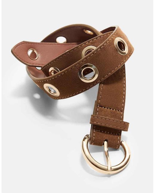 Stradivarius Brown Belt With Metallic Eyelets