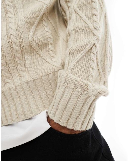 Cotton On Natural Stone Marl Cable Knit Jumper-neutral for men